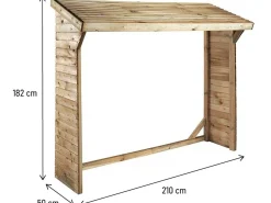 Abri bûches - 1.05 m² - 2.10 x 0.50 x 1.8 m- 2 Stères