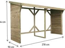 Abri bûches - 2.5 m² - 2.78 x 0.90 x 1.85 m- 5 Stères