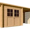 Abri de jardin bois avec appentis "Aureval" - 11m² - 2.24 x 5.01 x 2.07 m - 28 mm
