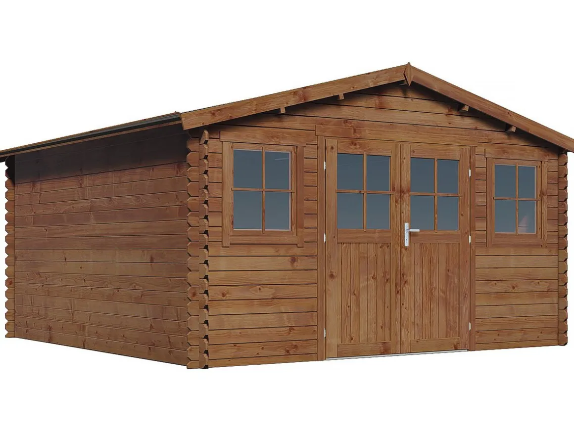 Abri de jardin bois traité autoclave marron "Lormont" - 21,2 m² - 28 mm