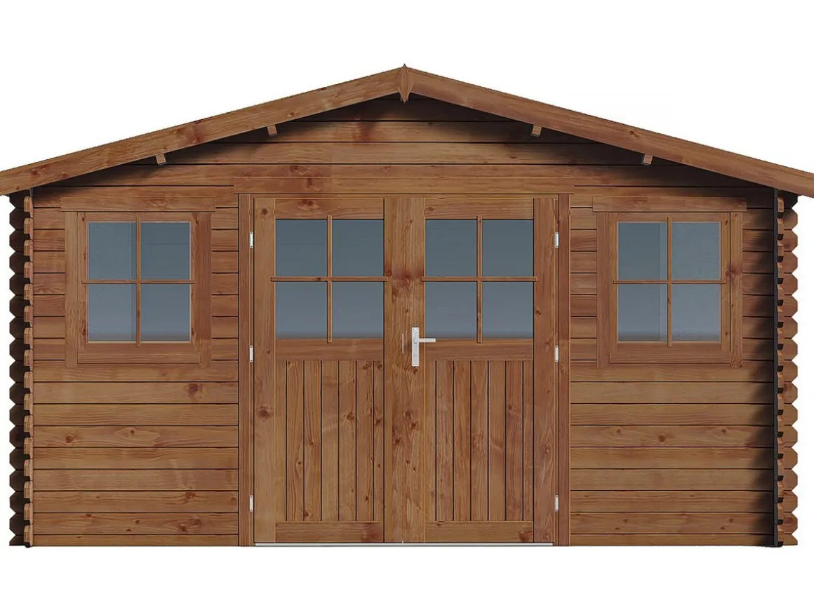 Abri de jardin bois traité autoclave marron "Lormont" - 21,2 m² - 28 mm