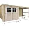 Abri de jardin en bois avec auvent "Montval" - 14 m² - 28 mm