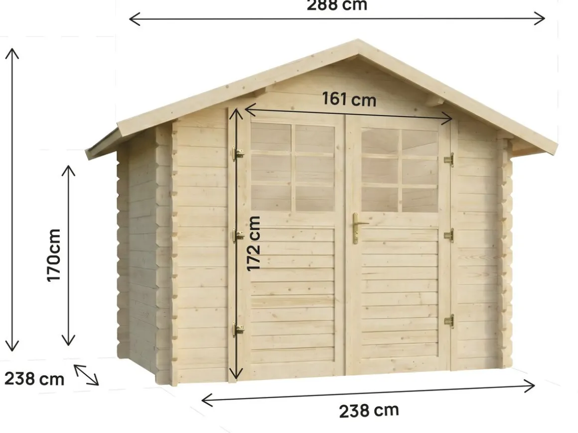 Abri de jardin en bois "Beaufort" - 6.94 m² - 287 x 241 cm - 28 mm