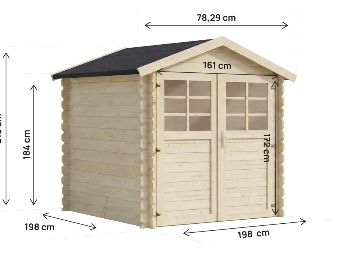 Abri de jardin en bois "Beaumont" - 4.48 m² - 223 x 201 cm - 28 mm