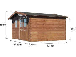 Abri de jardin en bois traité marron autoclave "Valmont" - 14 m² -28 mm