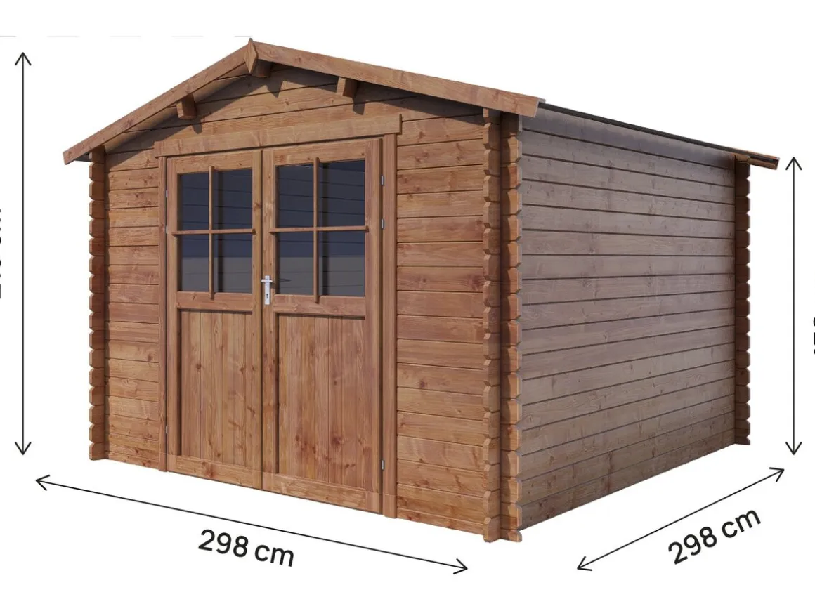 Abri de jardin en bois "Willow" - 9,3 m² - 28 mm - Marron