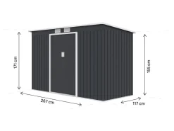 Abri de jardin en métal avec toit monopente "Orlando" - 3,64 m² - Gris