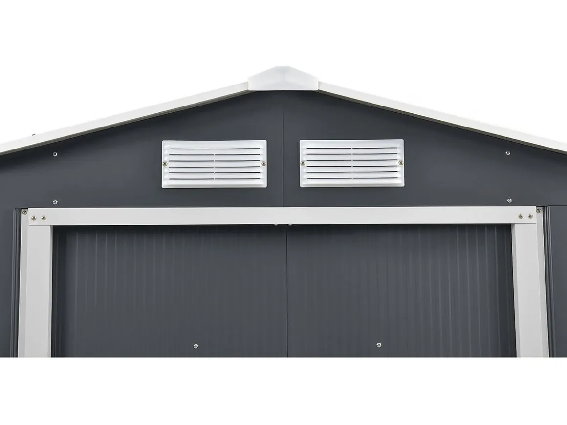 Abri de jardin en métal "Vegas" 5.29 m² avec gouttière - Gris