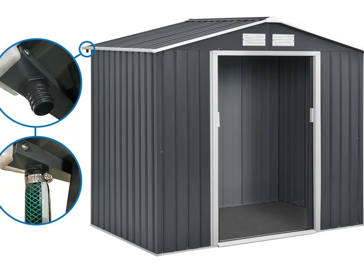 Abri de jardin en métal - "Vegas" - 4.07 m² avec gouttière