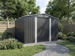 Abri de jardin métal avec porte coulissante 