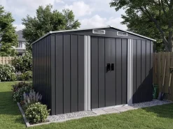 Abri de jardin métal avec porte coulissante 