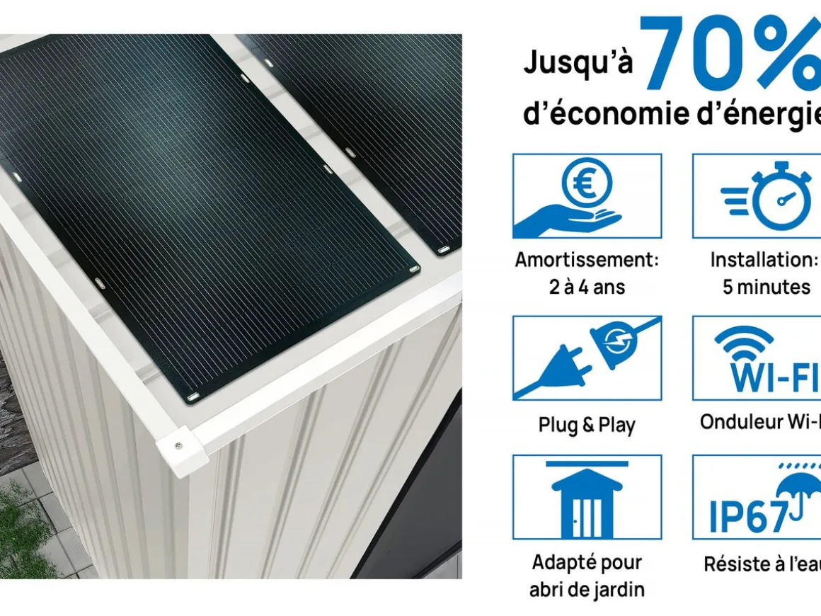 Abri de jardin métal "Nebraska" - 4,07m² avec panneaux solaires