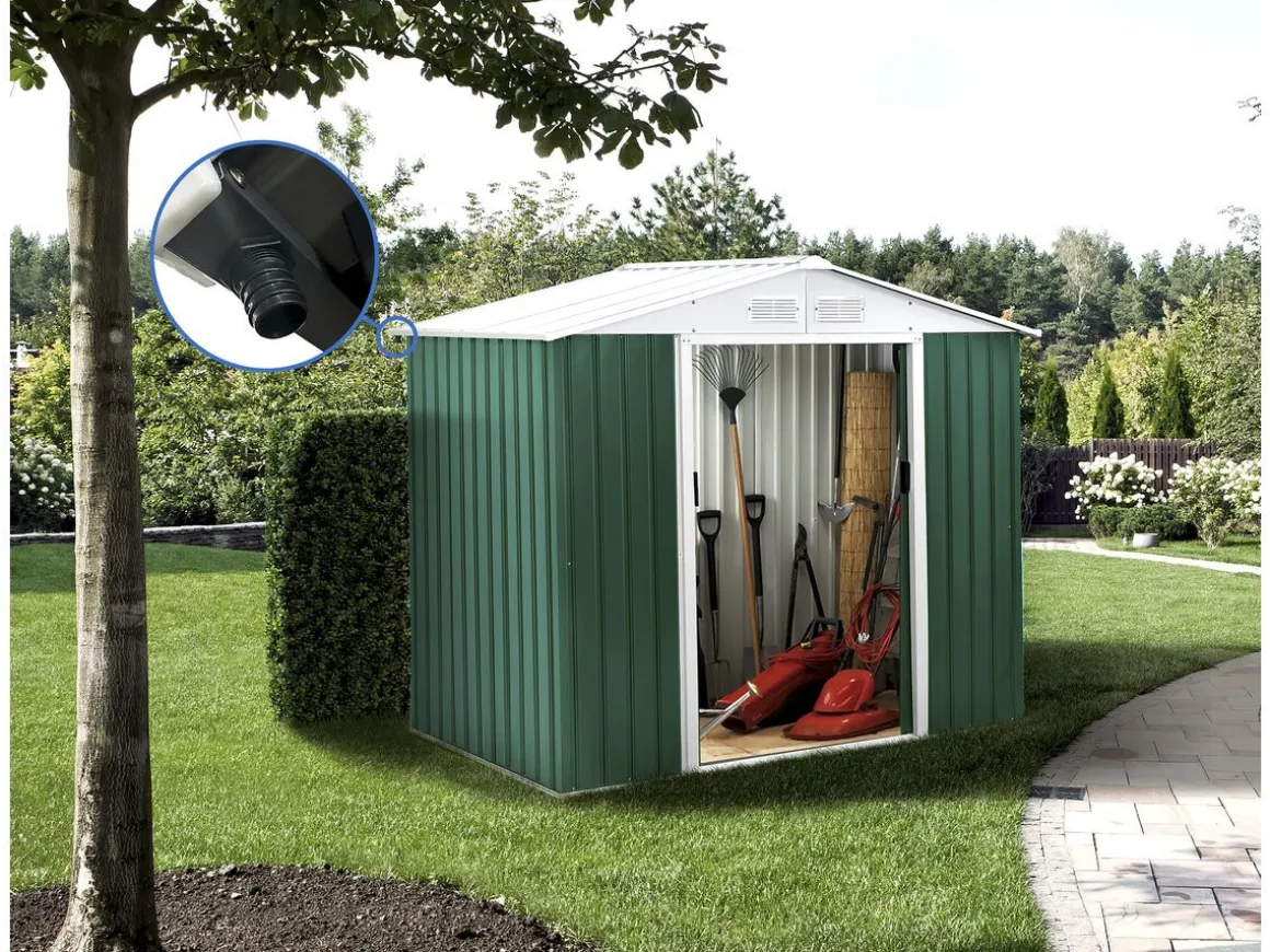 Abri de jardin métal - "Rosas "- 4,07 m² avec gouttière - Vert