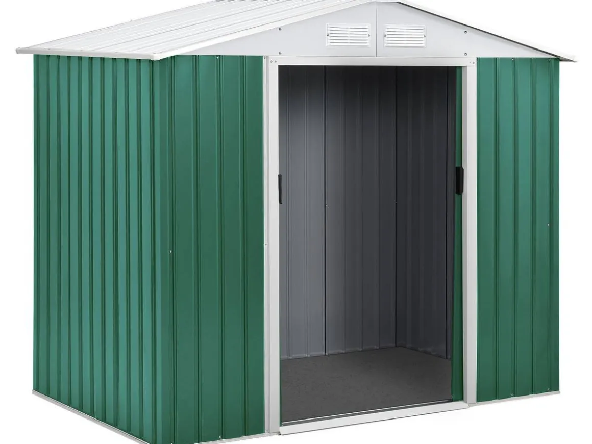 Abri de jardin métal "Rosas" 2,71 m² avec abri bûche - Vert