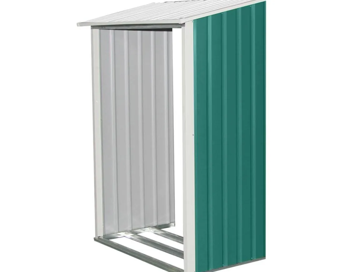 Abri de jardin métal "Rosas" 2,71 m² avec abri bûche - Vert