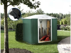 Abri de jardin métal - "Rosas " -  2,71 m² avec gouttière - Vert