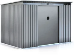 Abri de jardin métal toit plat "Texas" - 4,72 m² - Gris