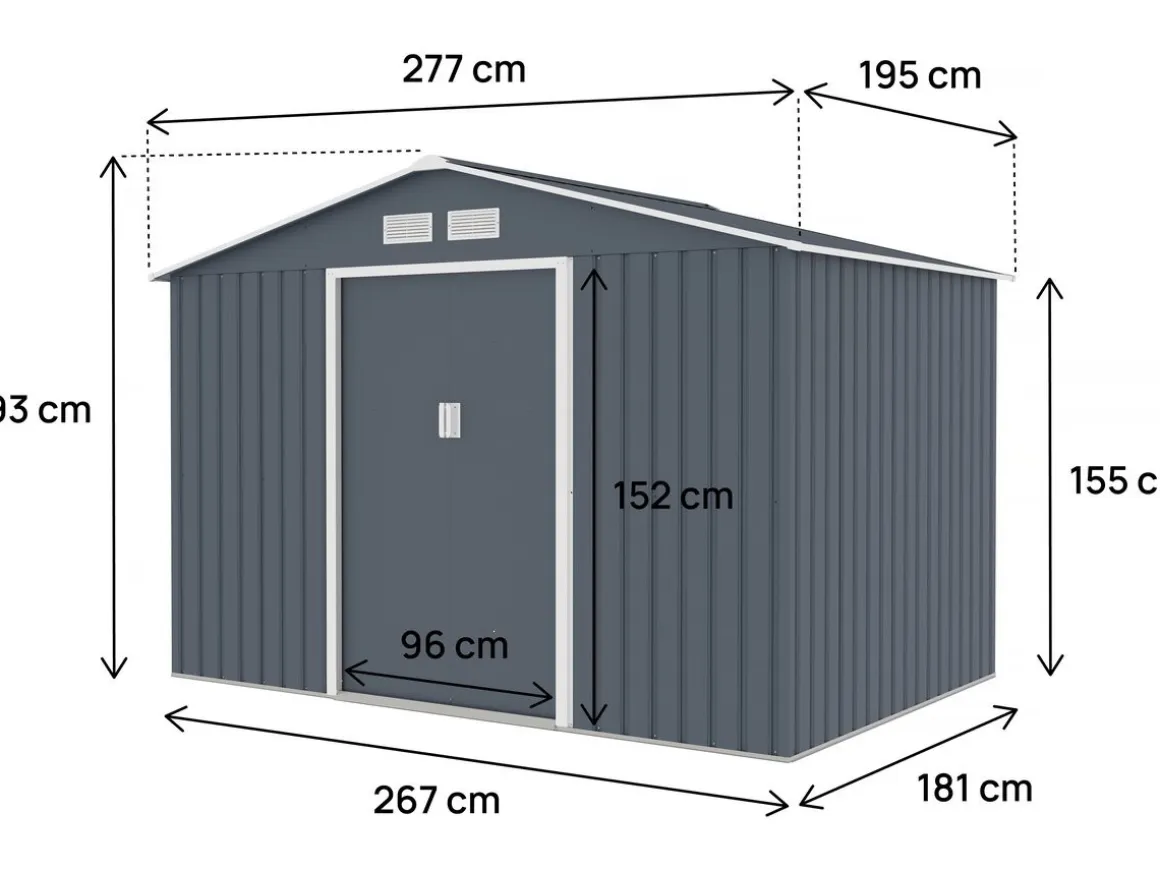 Abri de jardin métal "Vegas II" - 5,29 m2 - Gris