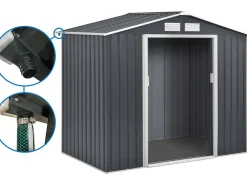 Abri de jardin métal - "Vegas" - 2,7 m² avec gouttière - Gris