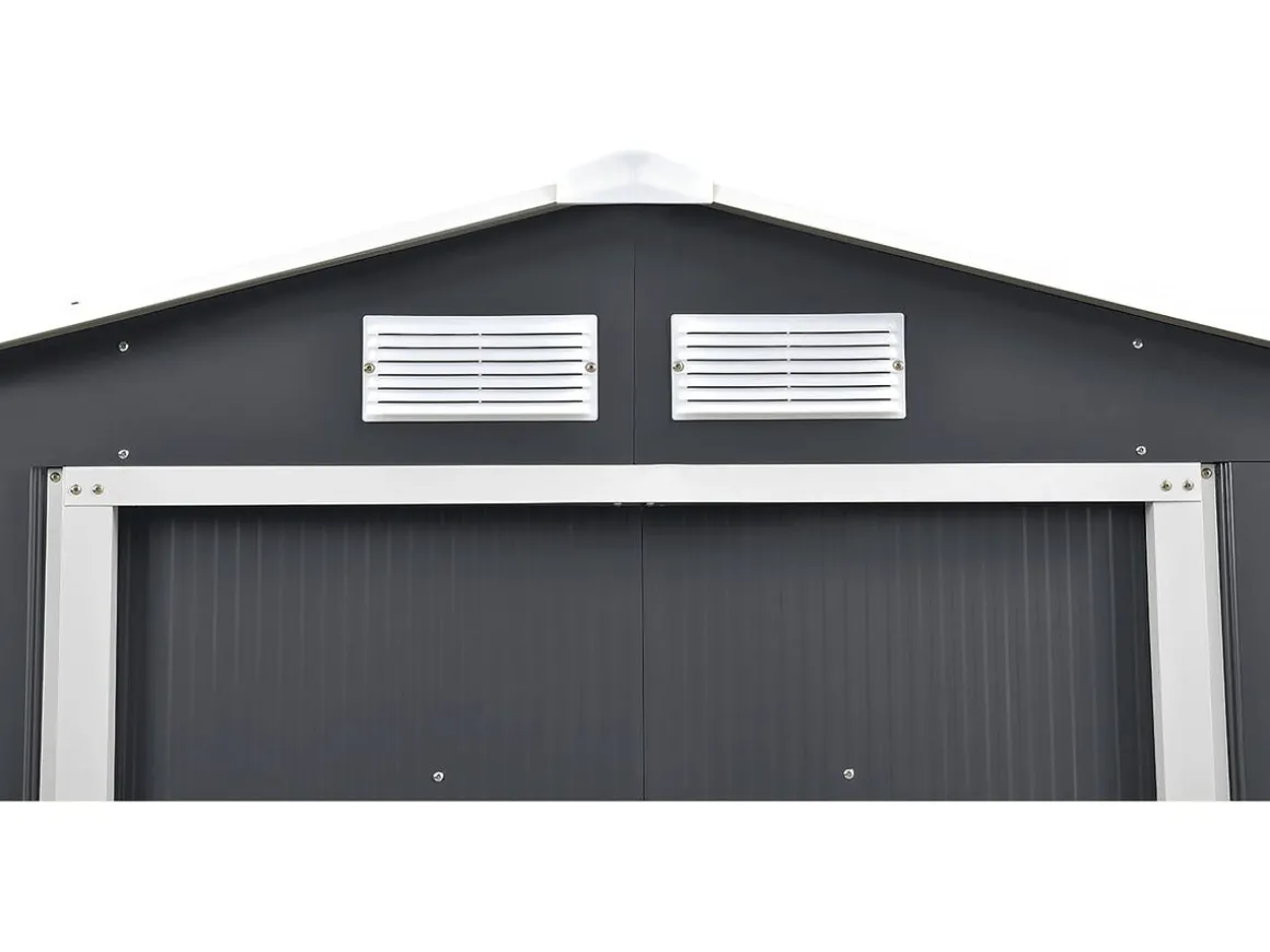 Abri de jardin métal - "Vegas" - 5.29 m² avec panneaux solaires - Gris