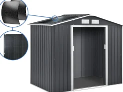 Abri de jardin métal- "Vegas"-  2.7 m² avec panneaux solaires - Gris