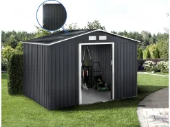 Abri de jardin métal - "Vegas" - 7.06 m² avec panneaux solaires - Gris