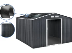 Abri de jardin métal - "Vegas"- 15 m² avec panneaux solaires - Gris