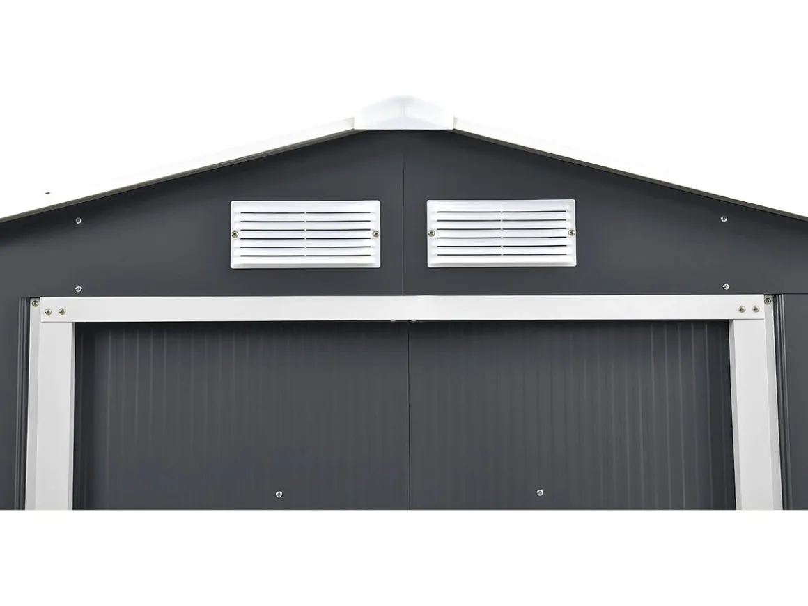 Abri de jardin métal - "Vegas"- 15 m² avec panneaux solaires - Gris