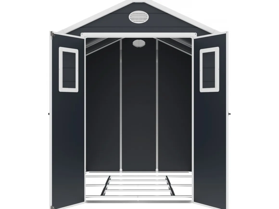 Abri de jardin résine "Texas" - 5.23 m² - kit d'ancrage inclus - Anthracite
