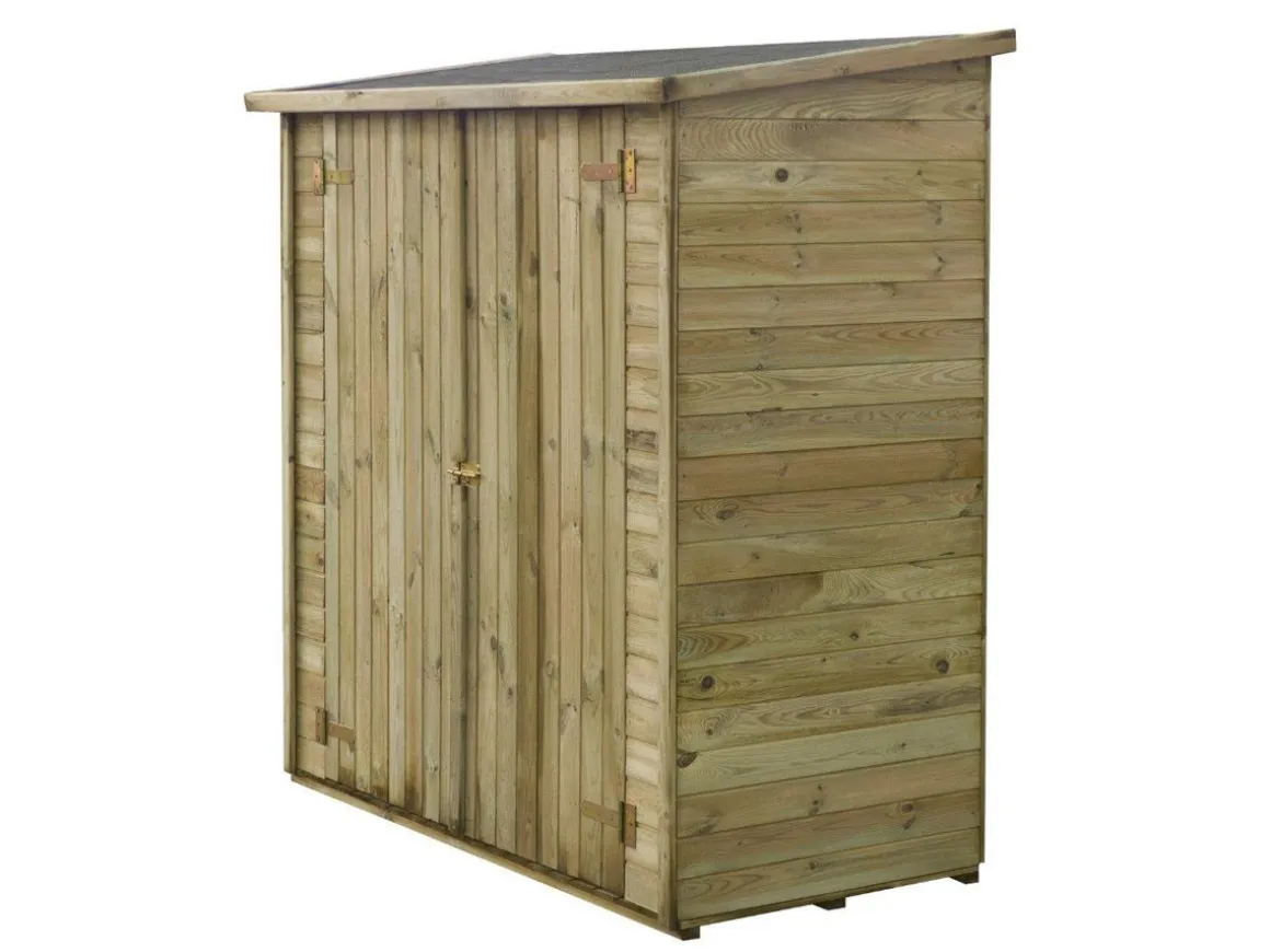 Abri jardin bois adossable "Lipki " - 1.79 x 0.9 x 1.78/1.87 m - 1.61 m² - 12 mm - Avec plancher