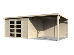 Abri jardin bois "Delices" avec extension - 17.44 m² - 5.71 x 3.05 x 2.02 m - 28 mm
