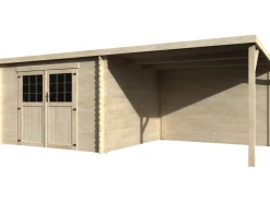 Abri jardin bois "Eden" avec extension - 18.02 m² - 6.05 x 2.98 x 2.09 m - 28 mm