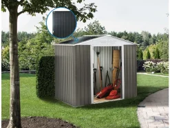 Abri jardin métal "Dallas" - 5,29 m² avec panneaux solaires - Taupe