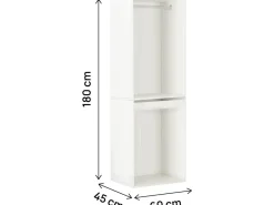 Armoire avec penderie et porte-pantalons "Opéra" - 60 x 45 x 180 cm - Blanc