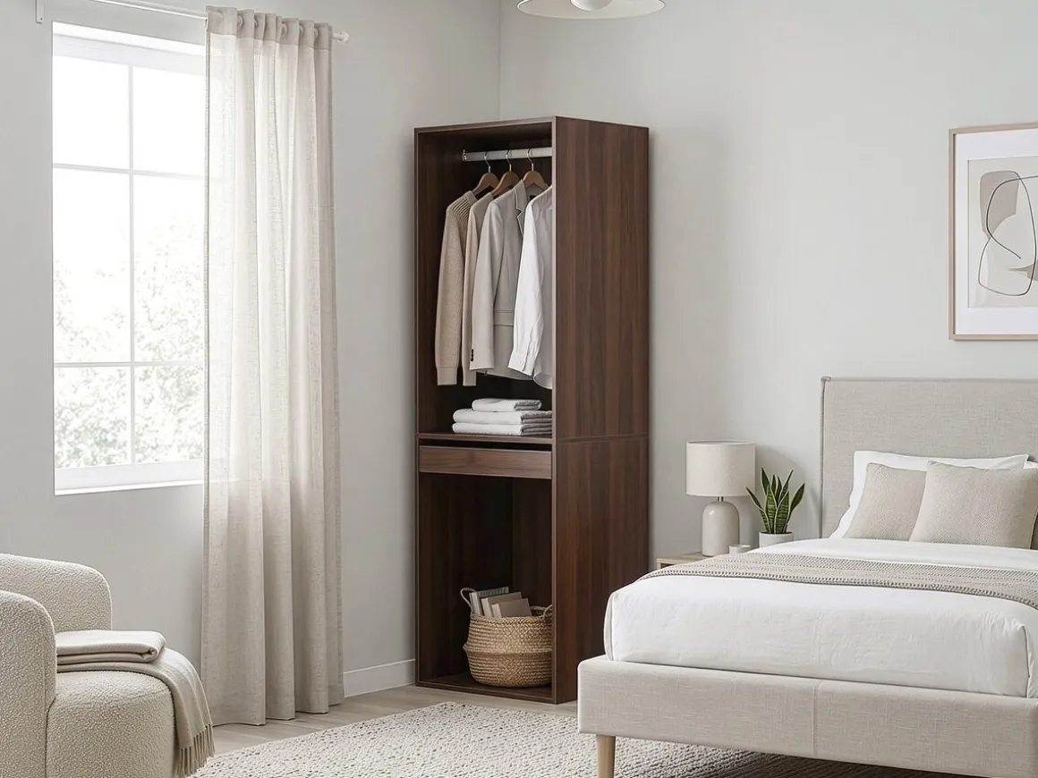 Armoire avec penderie "Opéra" - 60 x 45 x 180 cm - Marron