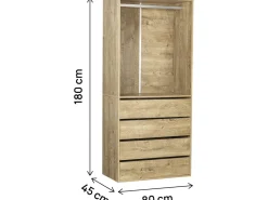 Armoire avec 4 tiroirs et 1 penderie 