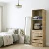 Armoire avec 5 tiroirs et 2 étagères "Opéra" - 60 x 45 x 180 cm - Beige