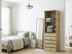 Armoire avec 5 tiroirs et 2 étagères "Opéra" - 60 x 45 x 180 cm - Beige