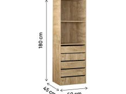Armoire avec 5 tiroirs et 2 étagères 