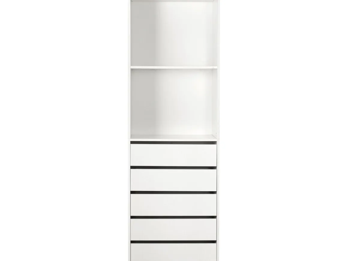 Armoire avec 5 tiroirs et 2 étagères "Opéra" - 60 x 45 x 180 cm - Blanc