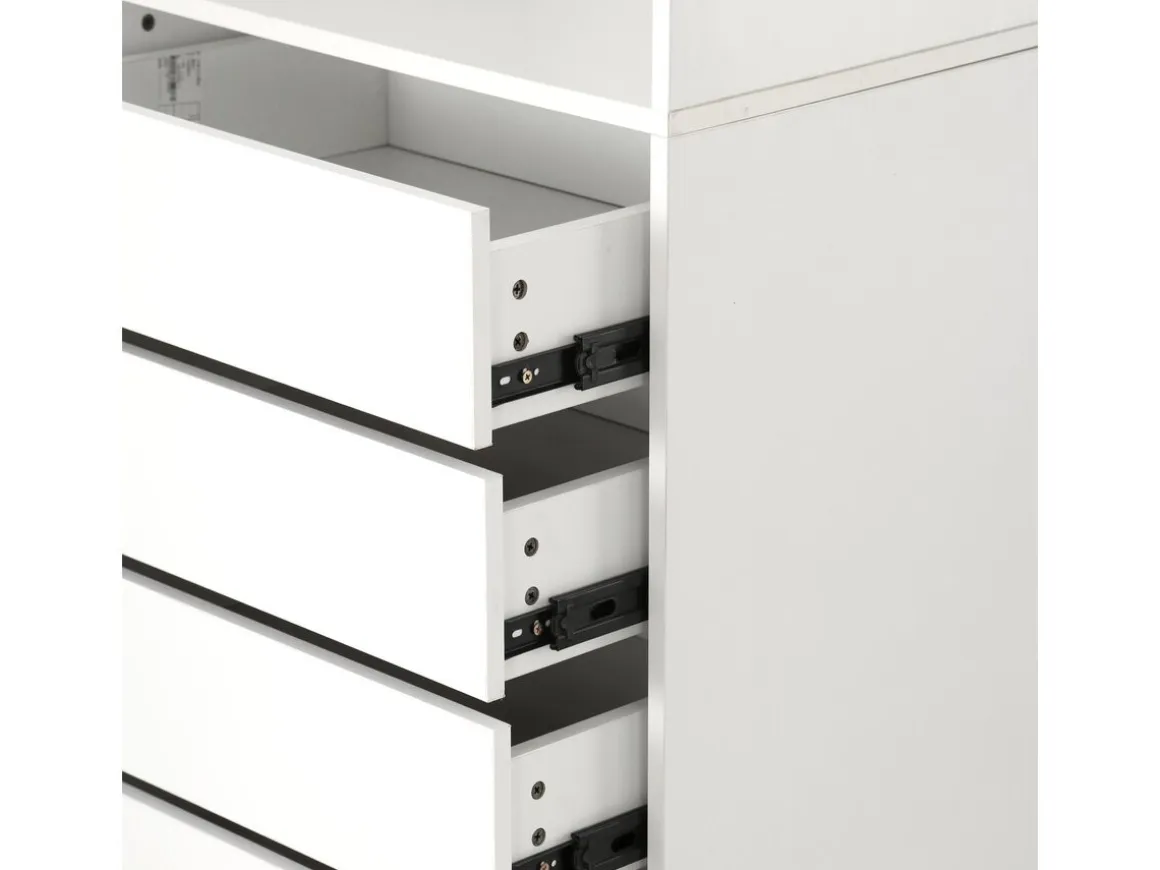 Armoire avec 5 tiroirs et 2 étagères "Opéra" - 60 x 45 x 180 cm - Blanc