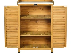 Armoire de jardin en bois avec roulettes "Alexia" - 66 x 41 x 101 cm - Marron