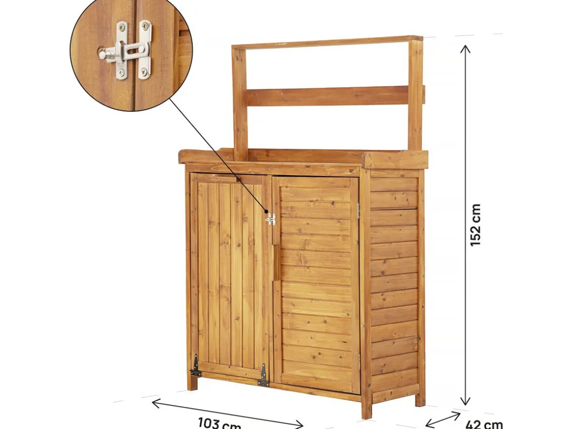 Armoire de jardin en bois avec poubelle intégrée "Lou" - Marron