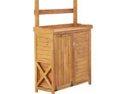Armoire de jardin en bois avec poubelle intégrée "Lou" - Marron