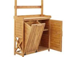 Armoire de jardin en bois avec poubelle intégrée