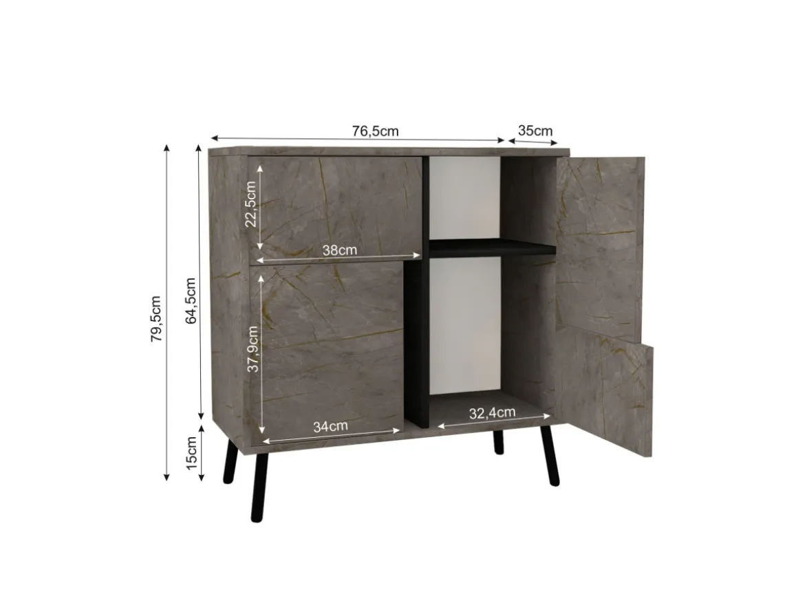 Armoire multifonction en bois "Darien" - 76.5 x 35 x 79.5 cm - Marbre