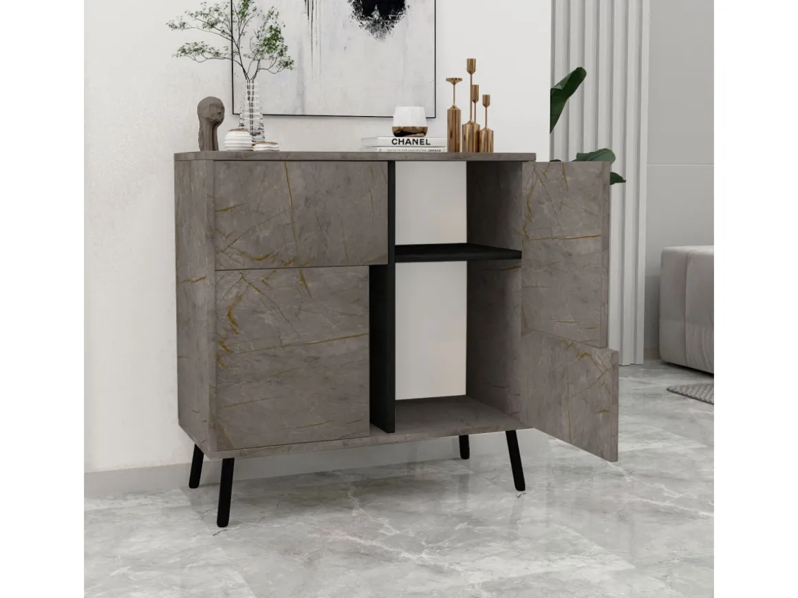 Armoire multifonction en bois "Darien" - 76.5 x 35 x 79.5 cm - Marbre