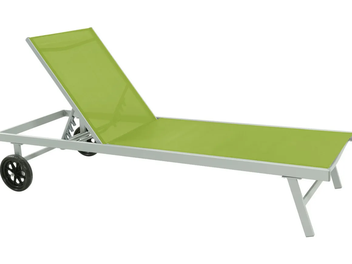 Bain de soleil Alu / Textilene "Bella" avec roues - Vert