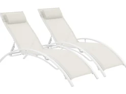 Bain de soleil en aluminium "Beauty" - Phoenix - Ecru - Lot de 2