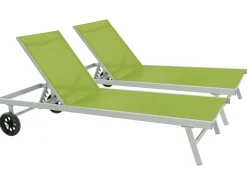 Bain de soleil en aluminium et textilène "Bella" - Phoenix - Vert - Lot de 2